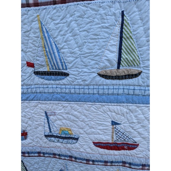 Pottery Barn Bedding Rare Potterybarn Kids Nautical Sailboat Twin Quilt Comforter Hudson